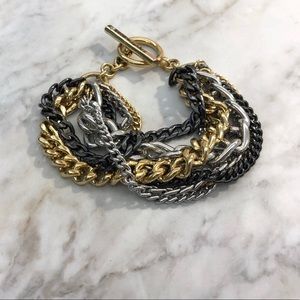 Mixed Metal multi-strand toggle bracelet